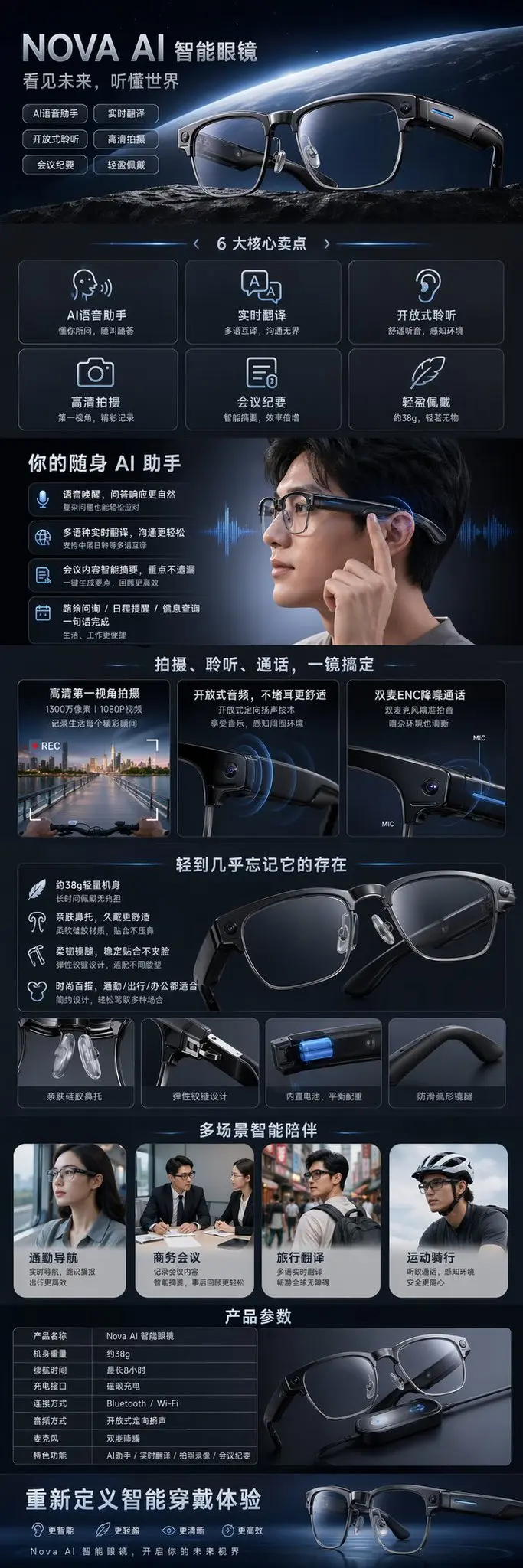 AI Smart Glasses Product Page, made with Kromoss AI