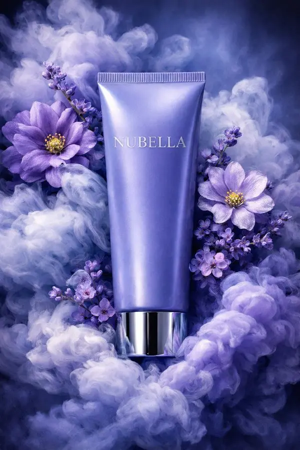 Blue Violet Cosmetic Product Display, made with Kromoss AI