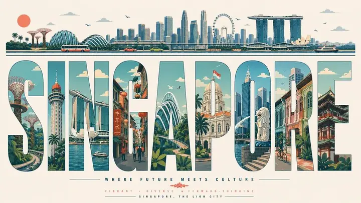 City Typography Travel Poster, made with Kromoss AI