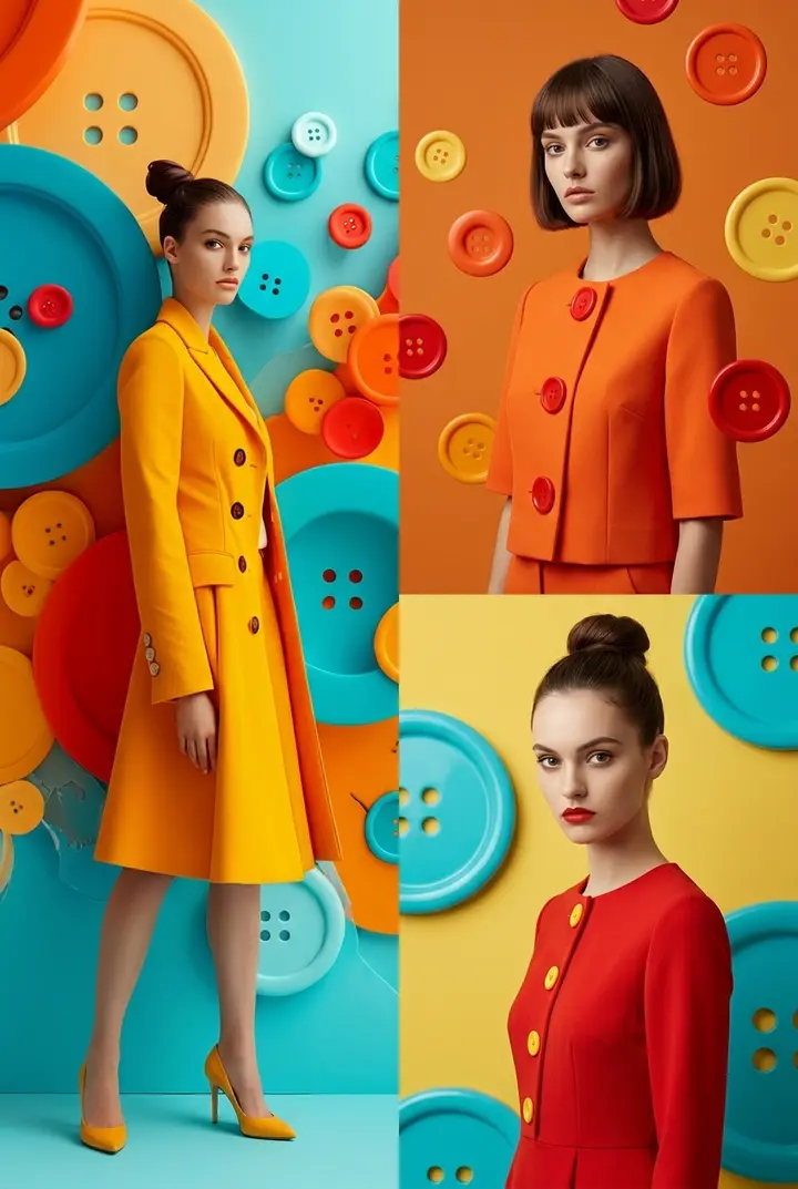 Colorful Buttons Fashion Campaign, made with Kromoss AI