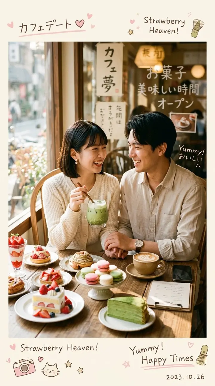 Cozy Cafe Couple Photoshoot, made with Kromoss AI