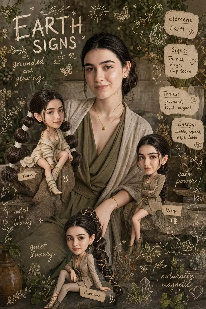 Earth Signs Character Scrapbook, made with Kromoss AI