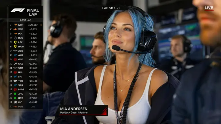 F1 Broadcast Paddock Screenshot, made with Kromoss AI