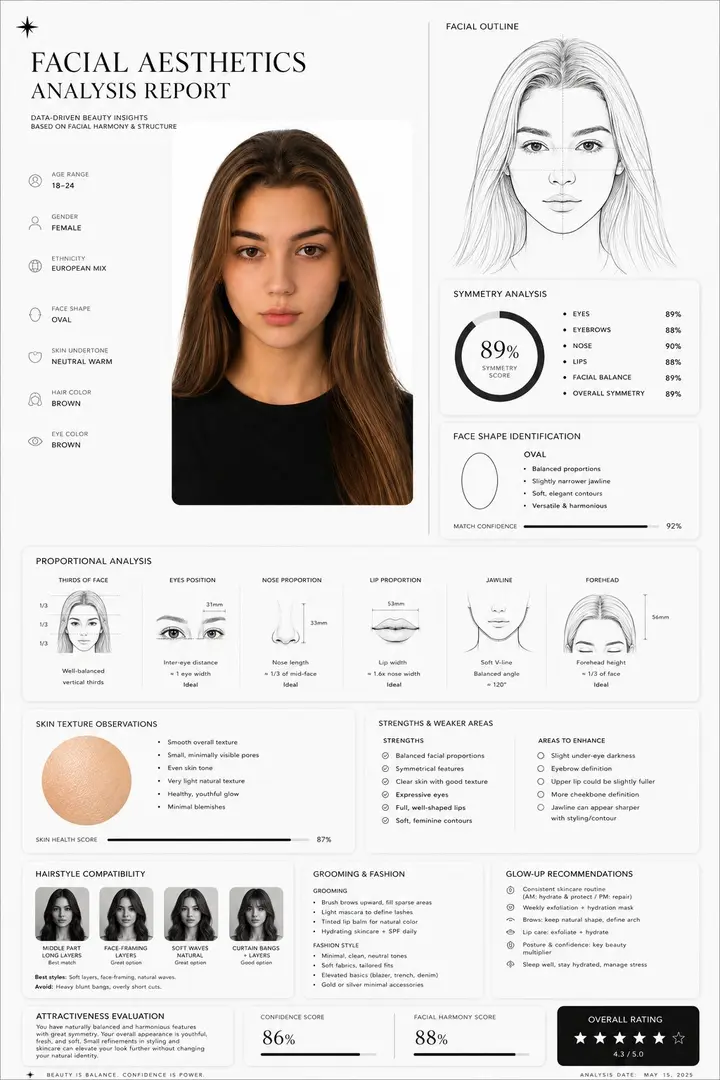 Facial Aesthetics Analysis Report, made with Kromoss AI