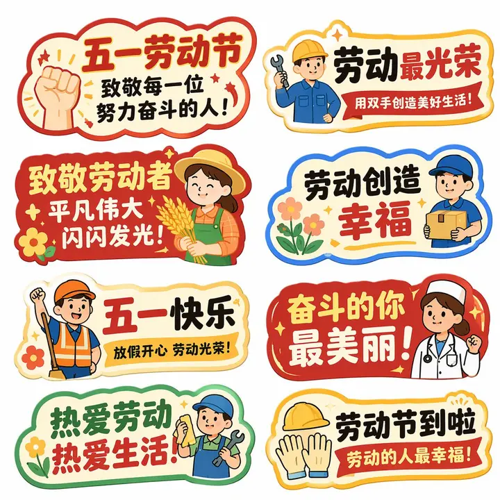 May Day Hand Held Sign Set, made with Kromoss AI