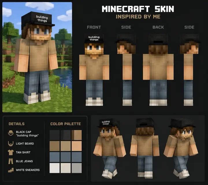 Minecraft Skin from Your Look, made with Kromoss AI