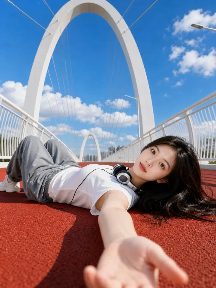Red Running Track Summer Portrait, made with Kromoss AI