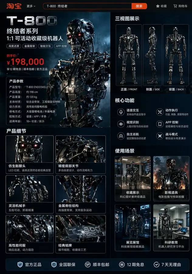 Robot Product Detail Page, made with Kromoss AI