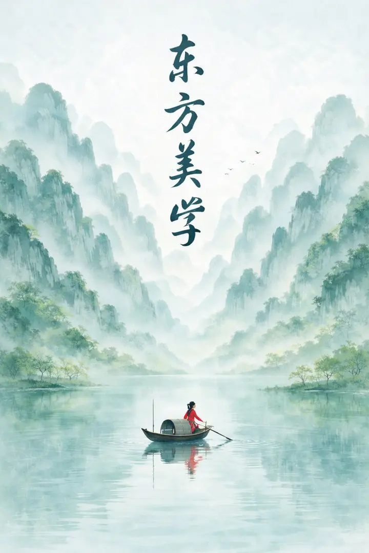 Spring Zen Ink Mountains Poster, made with Kromoss AI